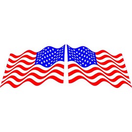 StickerTalk Mirrored Waving USA Flag Vinyl Stickers, 3 inches by 2 inches