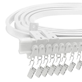 Flexible Bendable Ceiling Curtain Track, Curved Ceiling Track for Curtains 16FT Curtain Track Wall Mount Sliding Curtain Rail Track System for RV, Bay Window, Room Divider