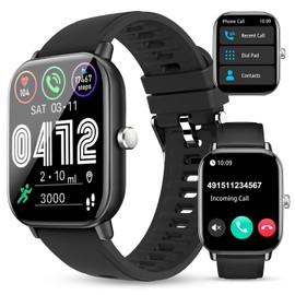 Smartwatch Herren Damen mit Telefonfunktion, 2.01" Touchscreen Smart Watch mit SpO2 Pulsuhren Schlafmonitor, 100+ Sportmodi Fitnessuhr mit Schrittzähler, Wasserdicht Sportuhr für Android iOS (Schwarz)