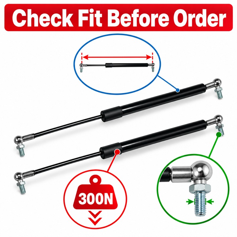 2-Pack 300N Gas Strut Support Bars for Lids & Doors