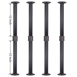 MUZIK 4 Pack Industrial Pipe Table Leg Set, Iron Base Legs for Coffee & End Tables, Desks, Nightstand - Custom Vintage Tables and Furniture Decorations (26 × 1 inch)