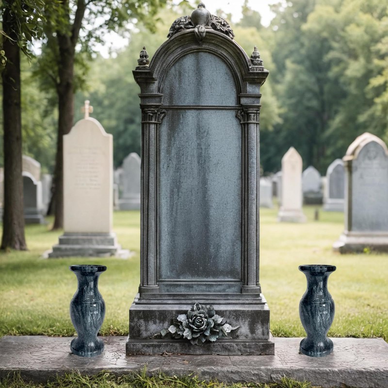 Cemetery Vases for Grave Decorations,Natural Granite Flower Vases for Cemetery.