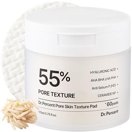 Almohadilla de textura de piel de poros al 55 % – AHA BHA LHA, retinol y extracto de arroz para poros agrandados, control de sebo, almohadillas de tón