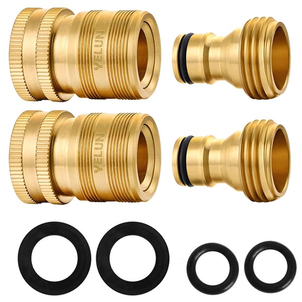 YELUN Garden Hose Quick Connect Solid Brass 3/4 inch GHT