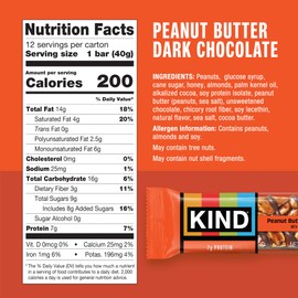 KIND Nut Bars, Peanut Butter Dark Chocolate, Healthy Snacks, Gluten Free, 8g Protein, 24 Count