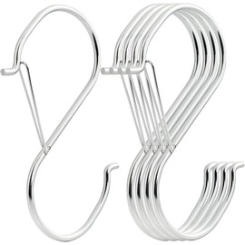 Heavy Duty Large S Hooks, 4.96 inch Large S Hooks, Set for Hanging Plants, Kitchen Cabinet Handles,s Hooks Buckle Side is Suitable for mostrods,Less Than 1.2inch in diamete mostrods (silver-16pcs)