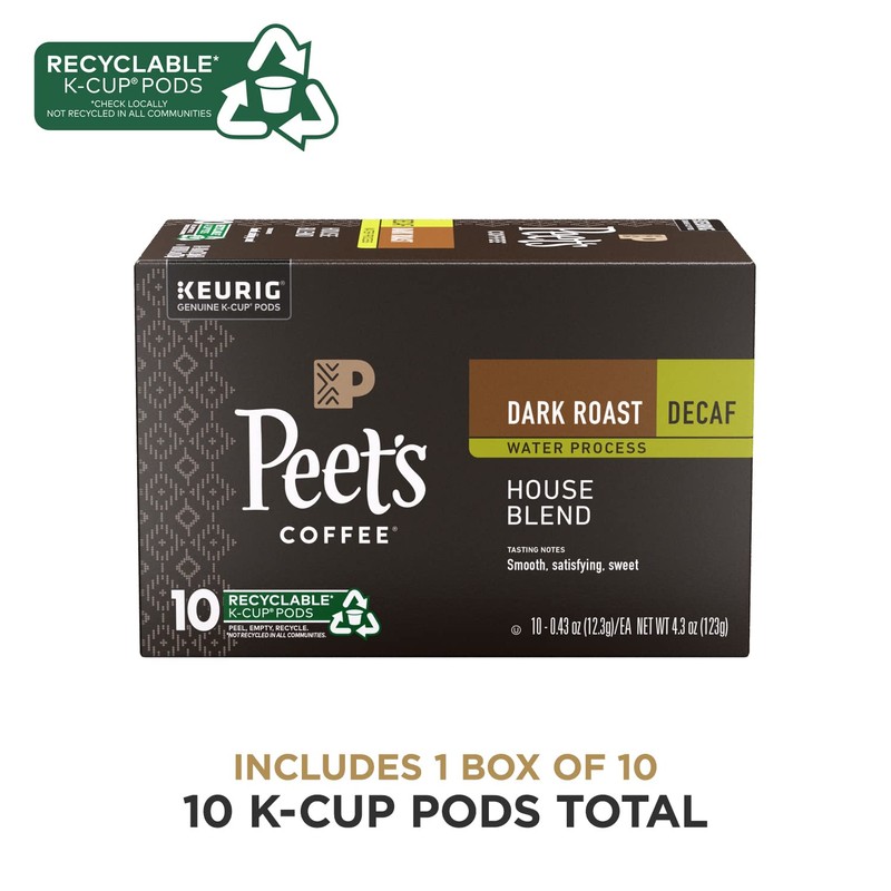 Peet's Coffee, Dark Roast Decaffeinated Coffee K-Cup Pods for Keurig