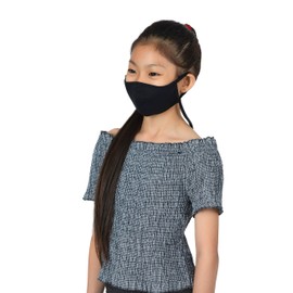 LOFBAZ Kids Cotton Cloth Face Coverings Adjustable with Nose Wire Washable Reusable with Filter Pocket (Black - Pack of 3, Small Kids - 4 to 8 Years)