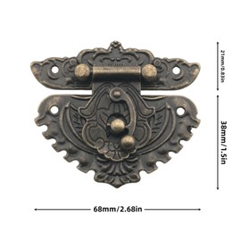 DGHAOP 2PCS Bronze Embossed Decorative Vintage Locks with Mounting Screws Zinc Alloy Peach Concealed Latch 2.32x2.68 inches Adaptable to Wooden Boxes Chests and Drawers Antique Panel Tower Latch