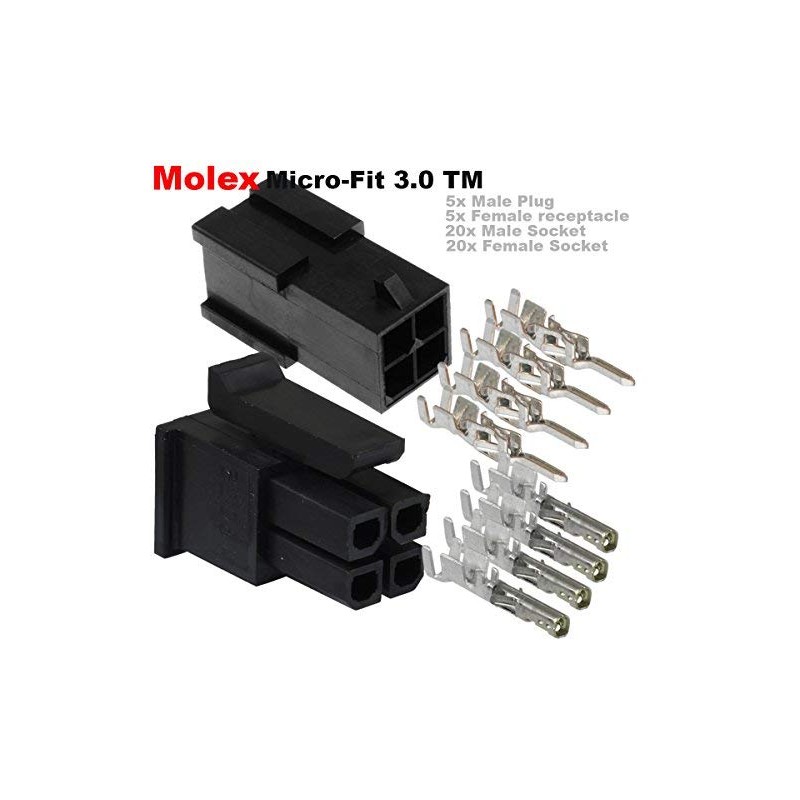 Molex Micro-Fit 3.0 dual row (4 Circuits) Male & Female