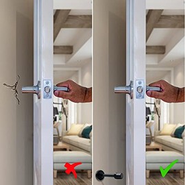 KOLAKO - Topes de puerta de 4 pulgadas, montaje en pared, soportes de tope de puerta modernos negros con parachoques de punta de goma, topes de puerta sólidos de acero inoxidable cepillado, paquete de