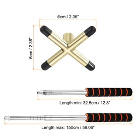 PATIKIL Retractable Billiards Cue Stick Bridge, EVA Pool Cue Accessory with Removable Cross Brass Bridge Head for Pool Table Competition, Gold Tone