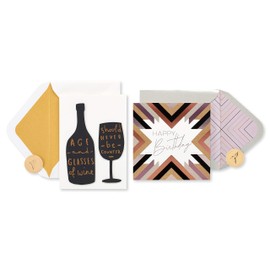 Papyrus Birthday Cards, Black and Gold (2-Count)