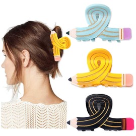 3PCS Pencil Hair Clips for Women Back To School Hair Claw Clips Teacher Hair Clips Accessories Back To School Outfits Pencil Hair Accessories Teacher Appreciation Gifts