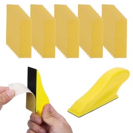 HEROFFIX 51 Pcs Sanding Discs Wet Dry Waterproof Micro Zip Detail Sander Hook & Loop Sandpaper for Woodworking 1.18"x3.54" 600 Grit Yellow Aluminum Oxide