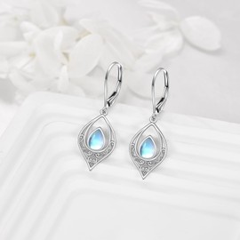 Moonstone Teardrop Earrings Sterling Silver Filigree Dangle Earrings Jewellery Gifts for Women Girls