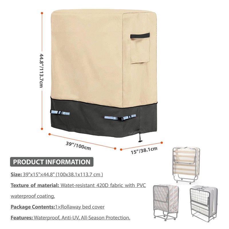 Aaaspark Folding Bed Storage Cover, Rollaway Bed Cover, Waterproof and