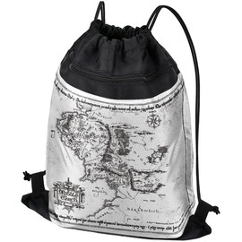LOGOVISION The Lord of the Rings White Middle Earth Map-Drawstring Backpack Sports Bag Sackpack 17" x 13", Perfect for Gym, Yoga or Practice