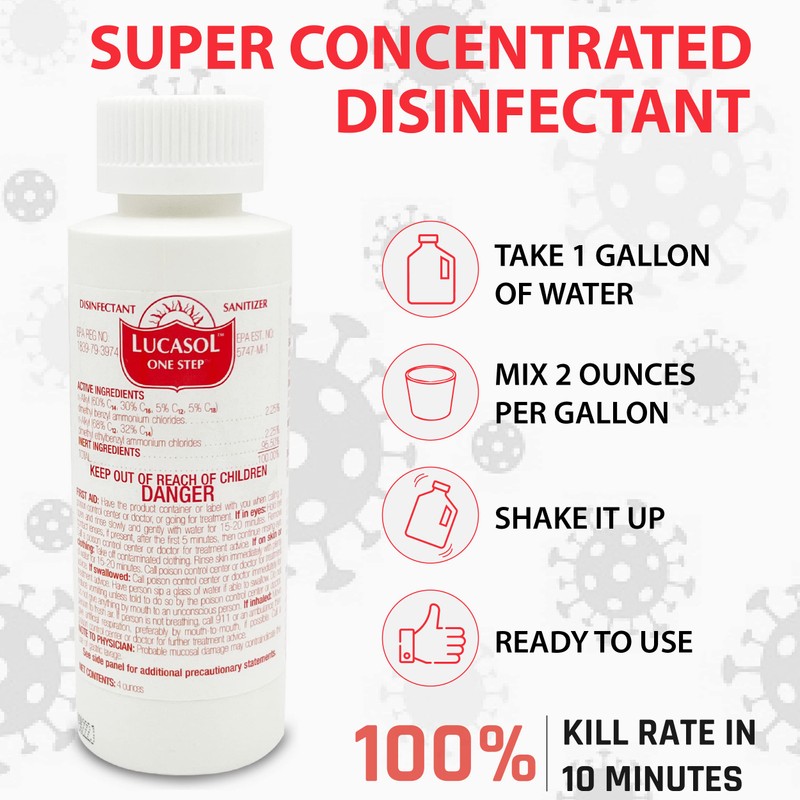 Lucasol One Step Disinfectant, All Purpose Cleaner Disinfectant For Hospitals,