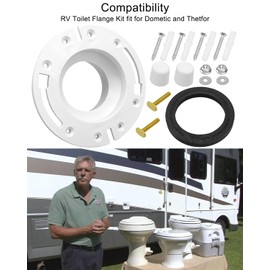 3" RV Toilet Flange Replace 385345892 with RV Toilet Seal Kit Replace 38531652 Fit for Dometic 300 310 320 8700 500 Plus 2000 Series Thetfor Aria Deluxe Aqua-Magic Etc.