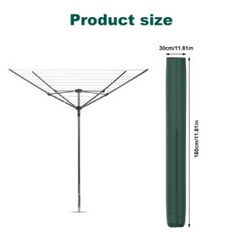 Nizirioo Cover Rotary Airer Protective Cover Outdoor: Windproof Protective Cover for Rotary Airer Cover Parasol Protective Case with Waterproof Zip for Outdoor Camping Garden (30 x 180 cm)