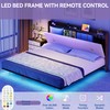 DWVO Queen Size Floating Bed Frame with Charging Station, Led