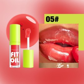 QBPPSSRY 8 Colors Hydrating Lip Oil, Big Brush Head Lip Glaze Shiny Transparent Lip Glow Oil 0.35 Fl Oz, Glossy Finish (# 05)