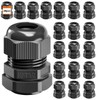 20 Pcs 1/2 NPT Black Nylon PA66 IP68 Waterproof Adjustable