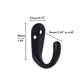 Mokife Coat Hooks Black, 6 Pack Small Antique Jacket Hooks Heavy Duty Single Wall Hook with Screws for Entryway Bedroom Bathroom Kitchen Garage Toilet Office Shop
