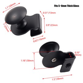 Pastlla 2Pcs Glass Door Clip Pull Handle Stainless Steel No Drilling Glass Door Clamp Clip for Glass 5-8mm Showcase Furniture Kitchen Bathroom Office Sliding Door Glass Cabinet Drawer Pull Knob, Black
