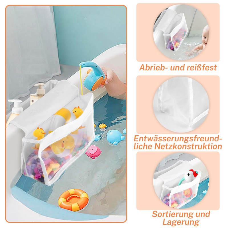 LOLYSIC Bath Toy Storage, Bath Toy Hanging Organiser Bag, 2