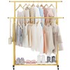 Calmootey Double Rod Clothing Garment Rack,Rolling Hanging Clothes Rack,Portable Clothes