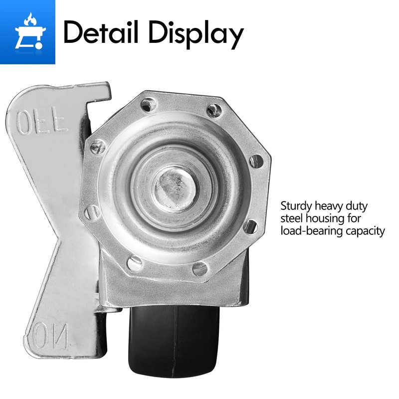 Grillflame 3 Inch Wheels Kit Replacement Parts for Charbroil Locking