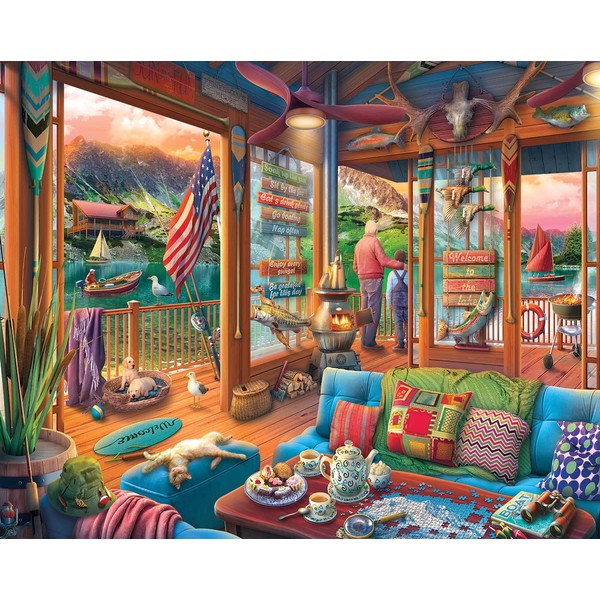 White Mountain Puzzles Lakeside Cabin, 1000 Piece Jigsaw Puzzle