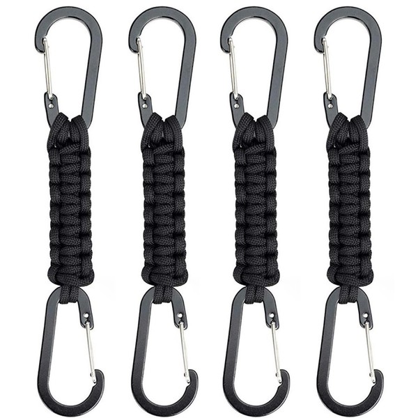 BaraRose カラビナ ダブルヘッド カラビナ おしゃれ 多用途 Dリング サスペンダー ダブルヘッド パラコード編み