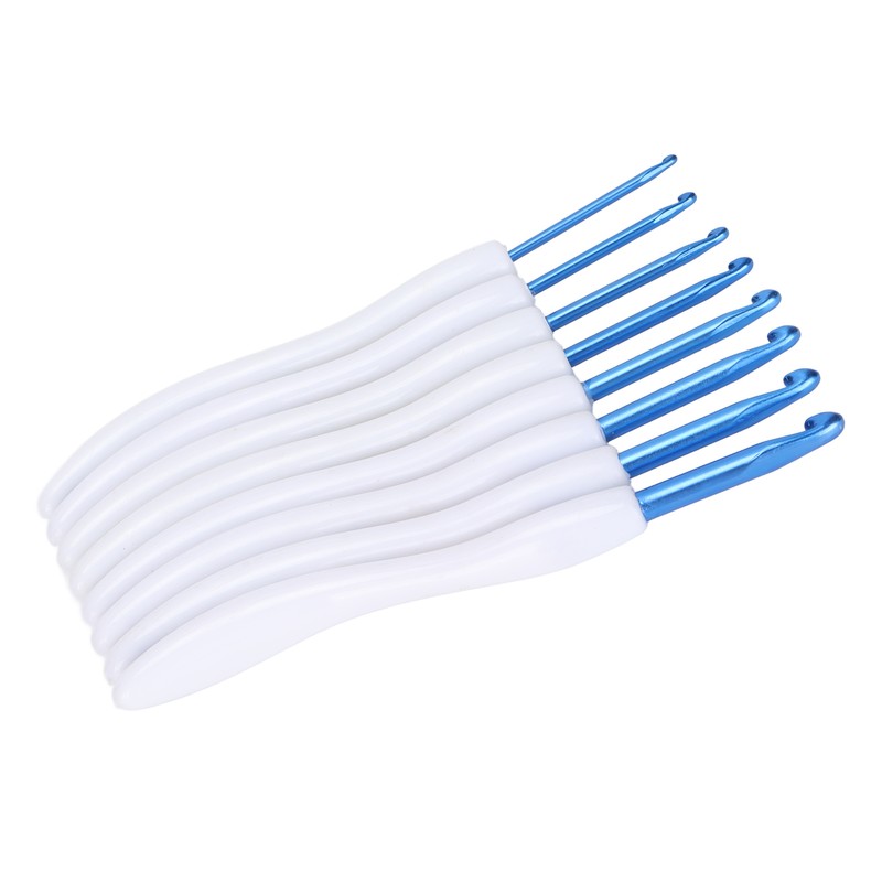 8pcs Crochet Hooks Curved Soft Handle Comfortable Portable Knitting Tool