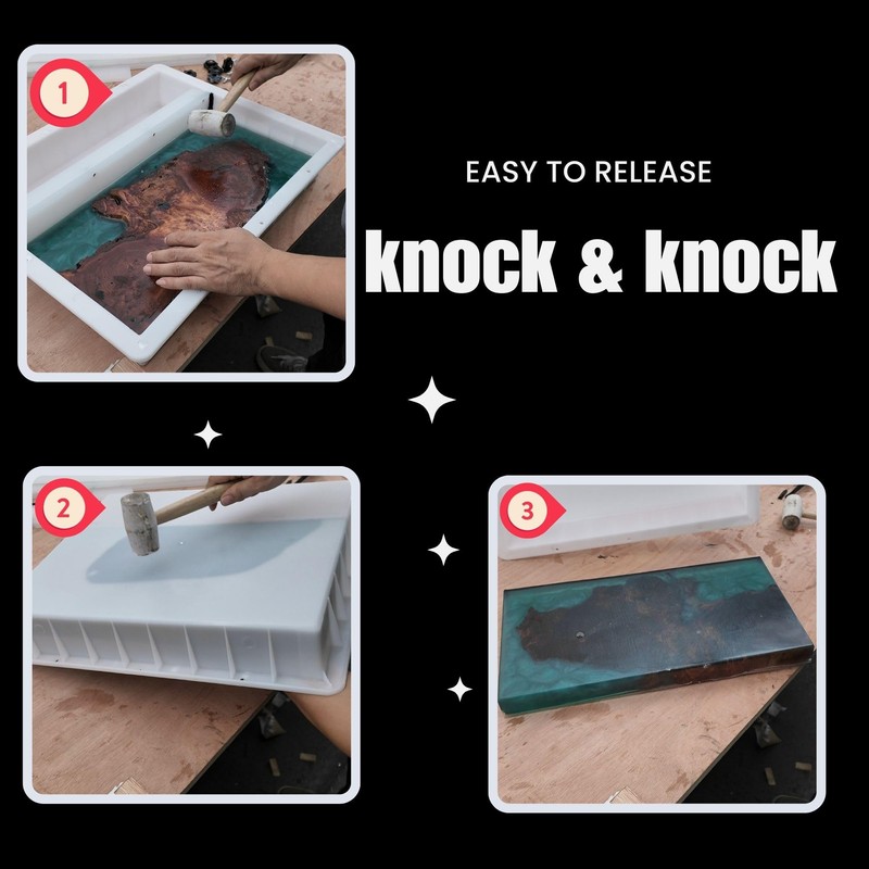 Kalinta Epoxy Mold with Divider Adjustable- 19.5x19.5x3in No-Seal Resin Mold