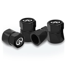4Pcs Automobile Tire Valve Stem Covers, for Infiniti QX50 Q50 Q70 Q70L Q60 QX30 QX60 QX80 Series Stem Cap Universal Car Valve Cover Decorative Accessories Black