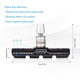 FAM STICKTILES V-brake pads, 2 pairs, 70 mm, non-slip brake pads, bicycle brake pads, high braking performance, no noise