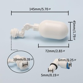 Unxuey Float Valve, 1/4" Automatic Water Filter Float Ball Valve, Side Install with Adjustable Arm for Fish Aquarium, Aquaculture and Hydroponics