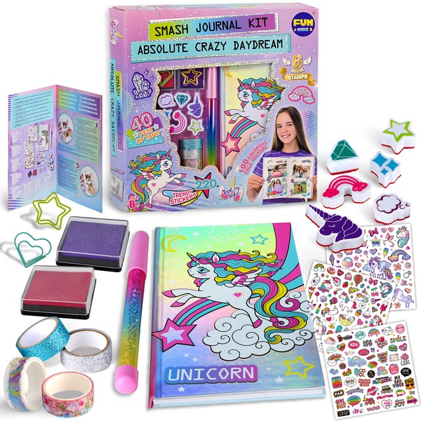 Unicorn Journal Kit for Girls 8-12, FunKidz Scrapbook Set for