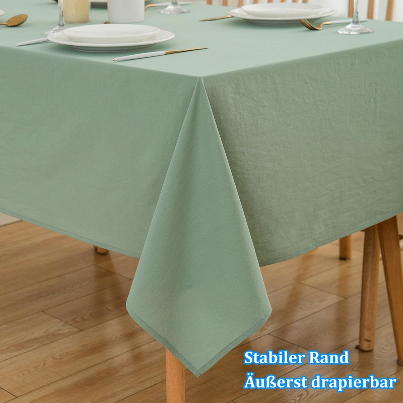 ATsense Tablecloth Mint Green Tablecloths Linen Look 100% Washed Cotton