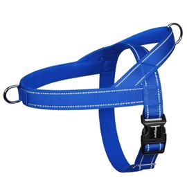 rabbitgoo Dog Harness No Pull, Quick Fit for Large Dogs with Soft Padded Handle, Chest Adjustable Reflective Pet Vest, No Choke Escape Proof for Walking Training, Blue XL