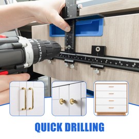 Cabinet Hardware Jig,Aluminum Alloy Cabinet Door Handle Jig for Handles and Pulls,Adjustable Drill Guide Cabinet Handle Template Tool of Door Drawer Front Knobs Handles and Pulls