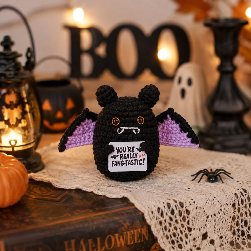 QINJIEJIE Knitted Bat Halloween Decorations Boo Basket Gifts