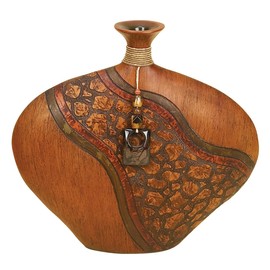 Deco 79 Eclectic Polystone Vase Ps 16" W, 14" H-75953, 16" x 14", Brown