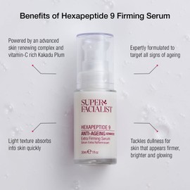 Super Facialist Hexapeptide 9 Anti-Ageing Advanced Extra Firming Serum - Anti Ageing Face Cream to Increase Elasticity, Target Deep Wrinkles & Dull Skin, Vegan Friendly, 30 ml