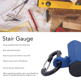 Stair Gauges for Framing Square, Non Slip Framing Square Stops with Thumb Screws, Professional Aluminum Alloy Framing Tools for Speed Square (Blue)