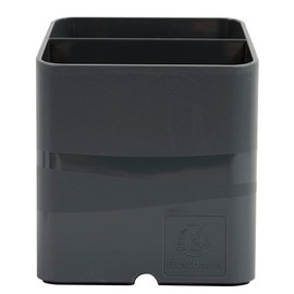 Exacompta - Ref 67707D - Pen Pot PEN-CUBE - 74 x 74 x 93mm in Size, 2 Compartments for Organising Pens & Pencils, Groove Underneath to Feed Cables - Office Mouse Grey