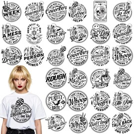 Dazoratix Skull Iron on Transfers - 30 Pcs Snarky Skulls Ready to Press Sarcastic Funny Heat Transfer Stickers Adult Humor Patches for T-Shirts DIY Crafts Women Clothing Appliques Pillow Decorations